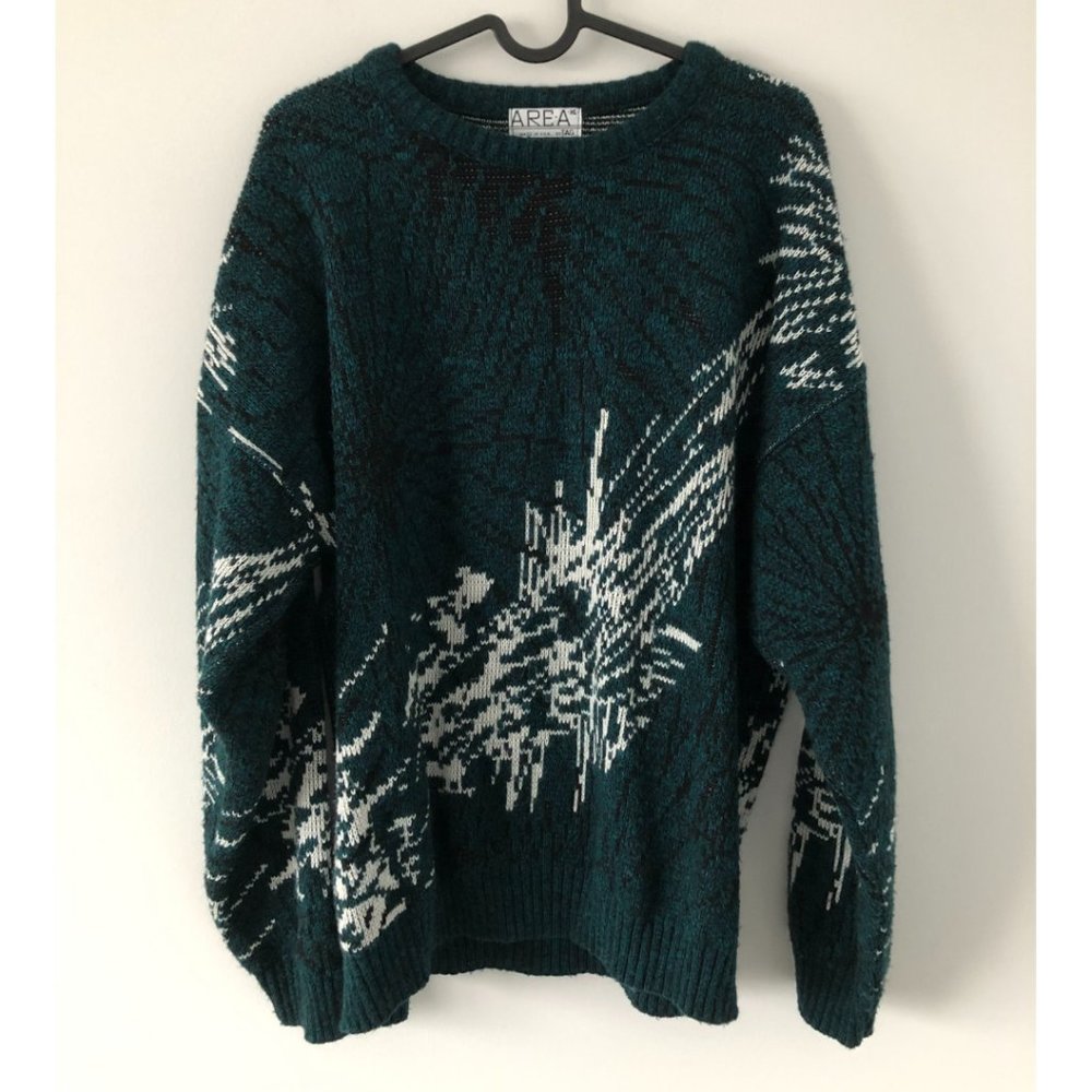 AREA Vintage Teal Crewneck Sweater Made in the USA